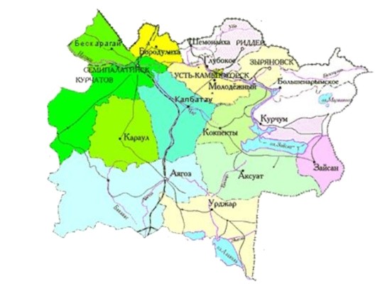 Карта восточного Казахстана 